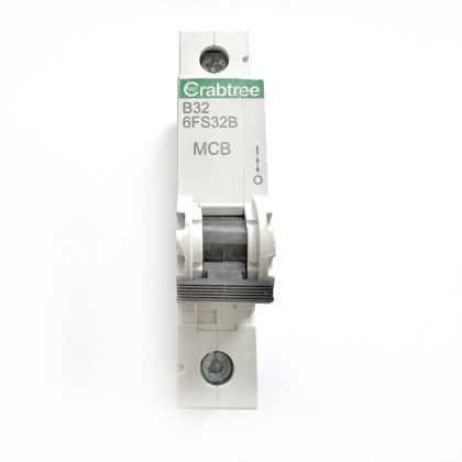 Crabtree 6FS32B White Clip Newer Style B32 32A 32 Amp MCB Circuit Breaker Type B